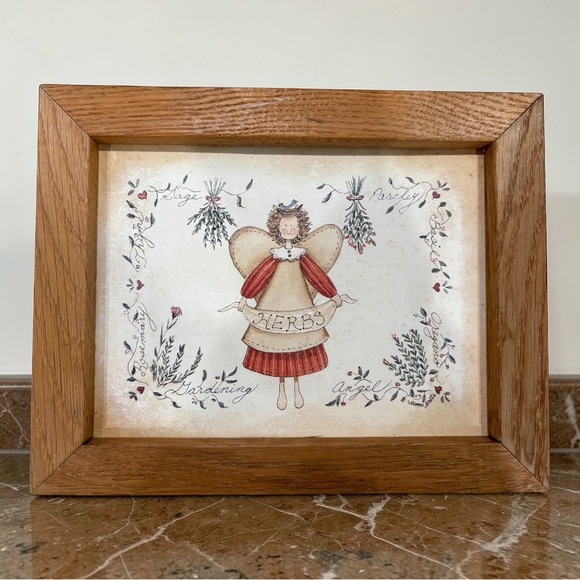 Vintage Barbara Mock Angel Herbs Artwork • Cottagecore Kitchen Hanging Decor EUC - Picture 4 of 8